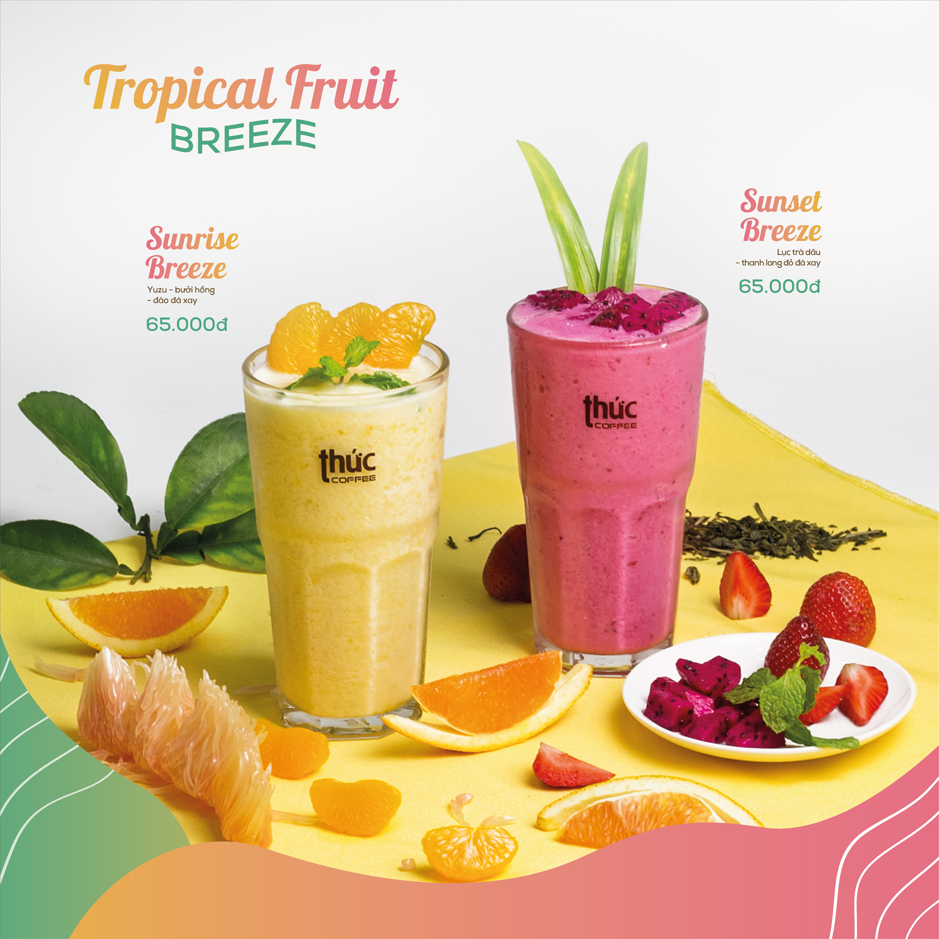 🍓🍋🍑 TROPICAL FRUIT BREEZE - Bộ đôi trái cây đá xay mát lạnh.